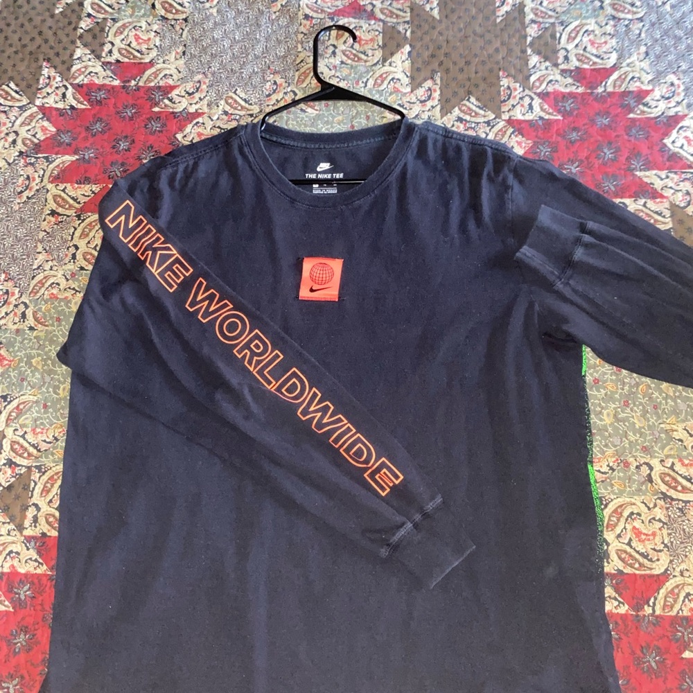 Nike Black Long Sleeve with Orange Text